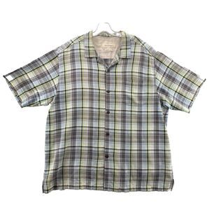 Tommy Bahama 100% Silk Shirt Mens XL Green Plaid‎ Hawaiian Golf Outdoors Yacht